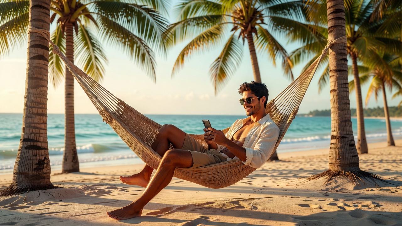 Gamer in hammock